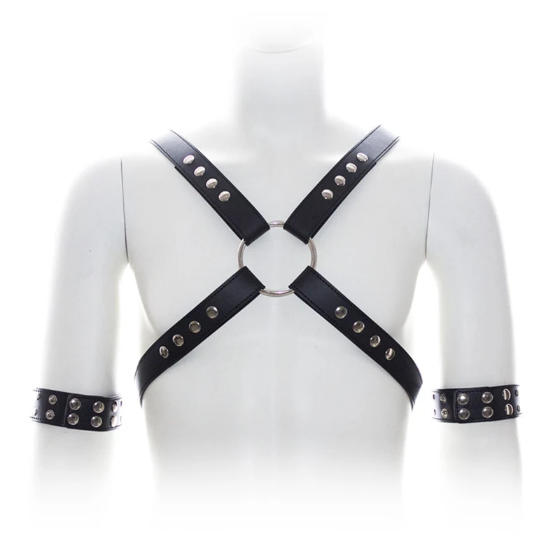

Male Sexy Lingerie Hot Fetish Bondage Set Faux Leather Harness Men Bondage Restraints Chest Strap Body Harness Erotic Costumes