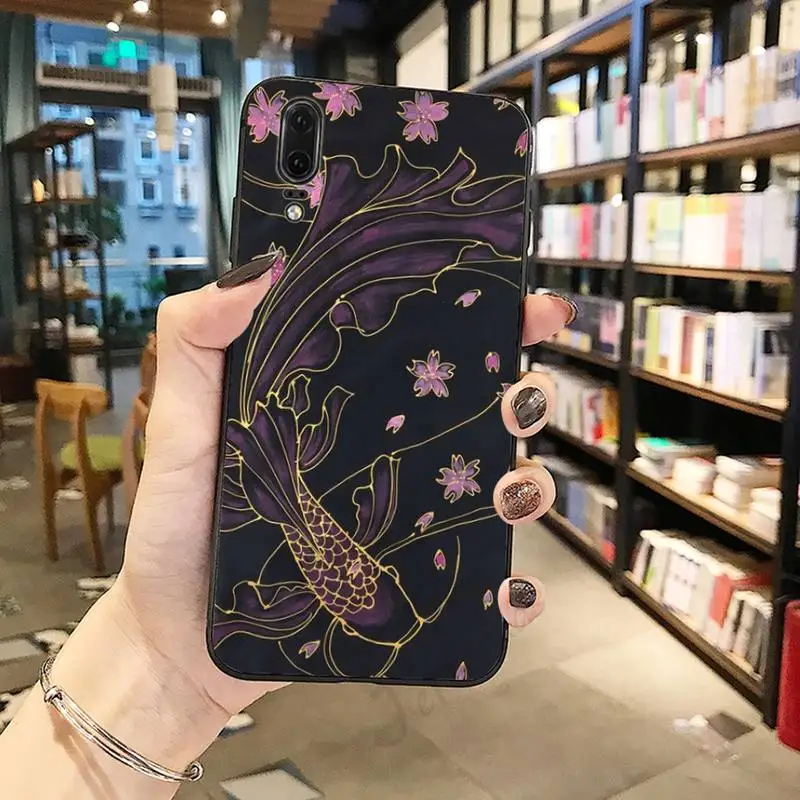 

Chinese Koi Fishes Painting style Phone Case For Huawei honor Mate P 10 20 30 40 Pro 10i 9 10 20 8 x Lite