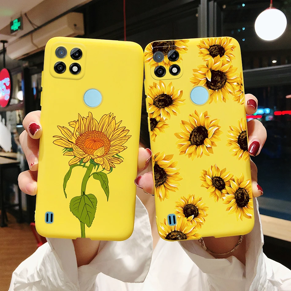 Чехол для Realme C21 RMX3201 с изображением конфетных мультяшных сердечек мягкий чехол