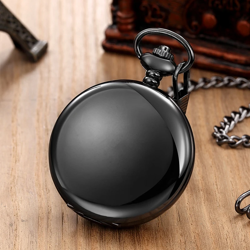 Golden Sliver Smooth Automatic Mechanical Pocket Watch FOB Chain Hand Winding Hollow Pocket Watch For Men Women