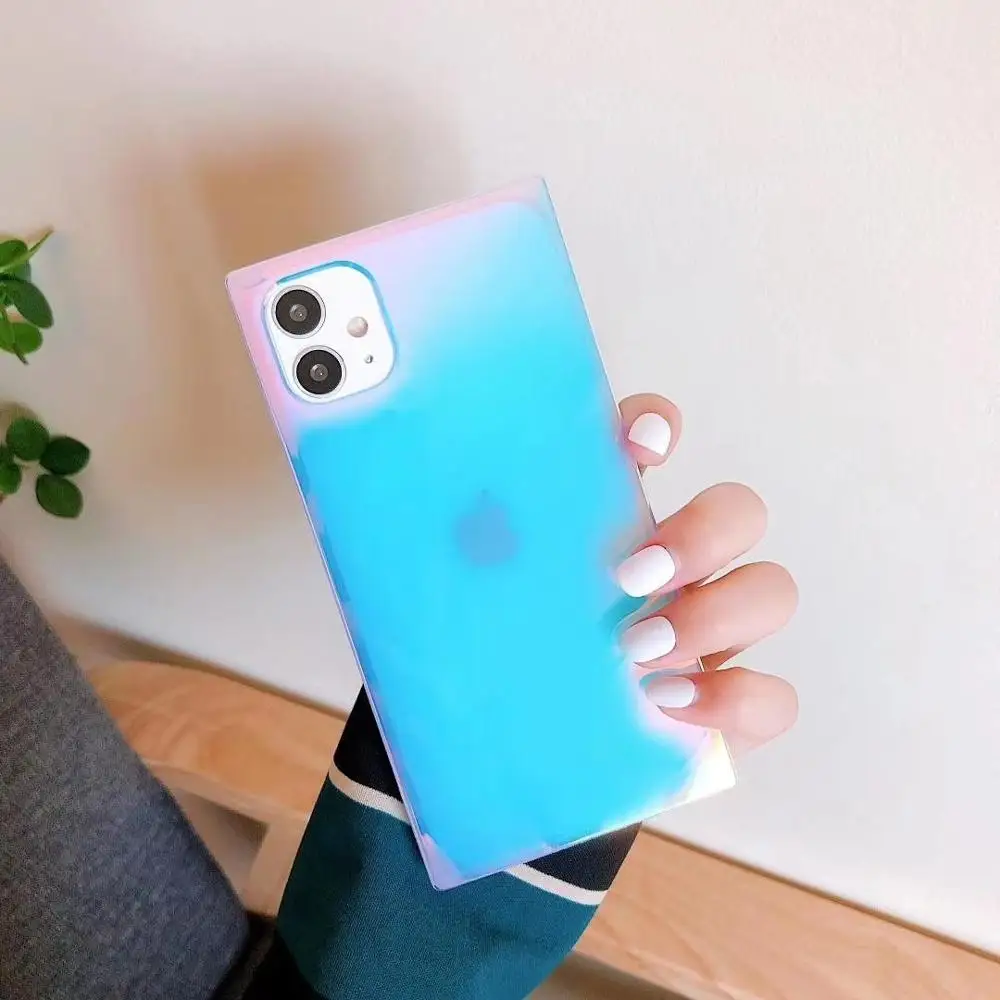 Чехол для телефона с лазерным градиентом iphone 12 XS XR 11 pro Max чехлы зеркальный
