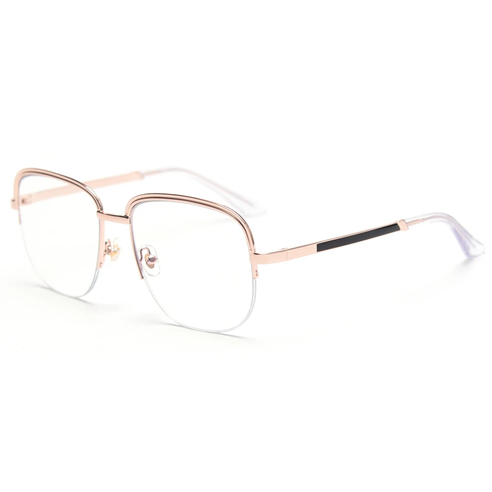 

Veshion Gold Men Sermi-rimless Glasses for Women Retro Clear Lens Female Eyeglasses Prescription Half Frame for Computer