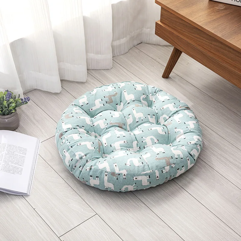 

Round cotton linen cloth printing flower bag cushion seat back cushion