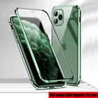 Роскошный 360 двухсторонний магнитный металлический чехол для телефона iPhone 13 11 Pro Max 12 Mini XS Max X XR 7 8 6 6s Plus SE 2020 стеклянный чехол