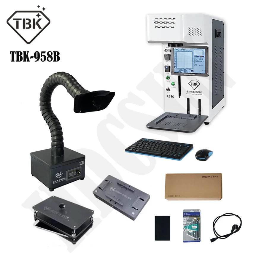 TBK новая 958B лазерная машина для отделения заднего стекла и удаления клея для iPhone 7-11 Pro Max с беспроводным управлением телефоном.