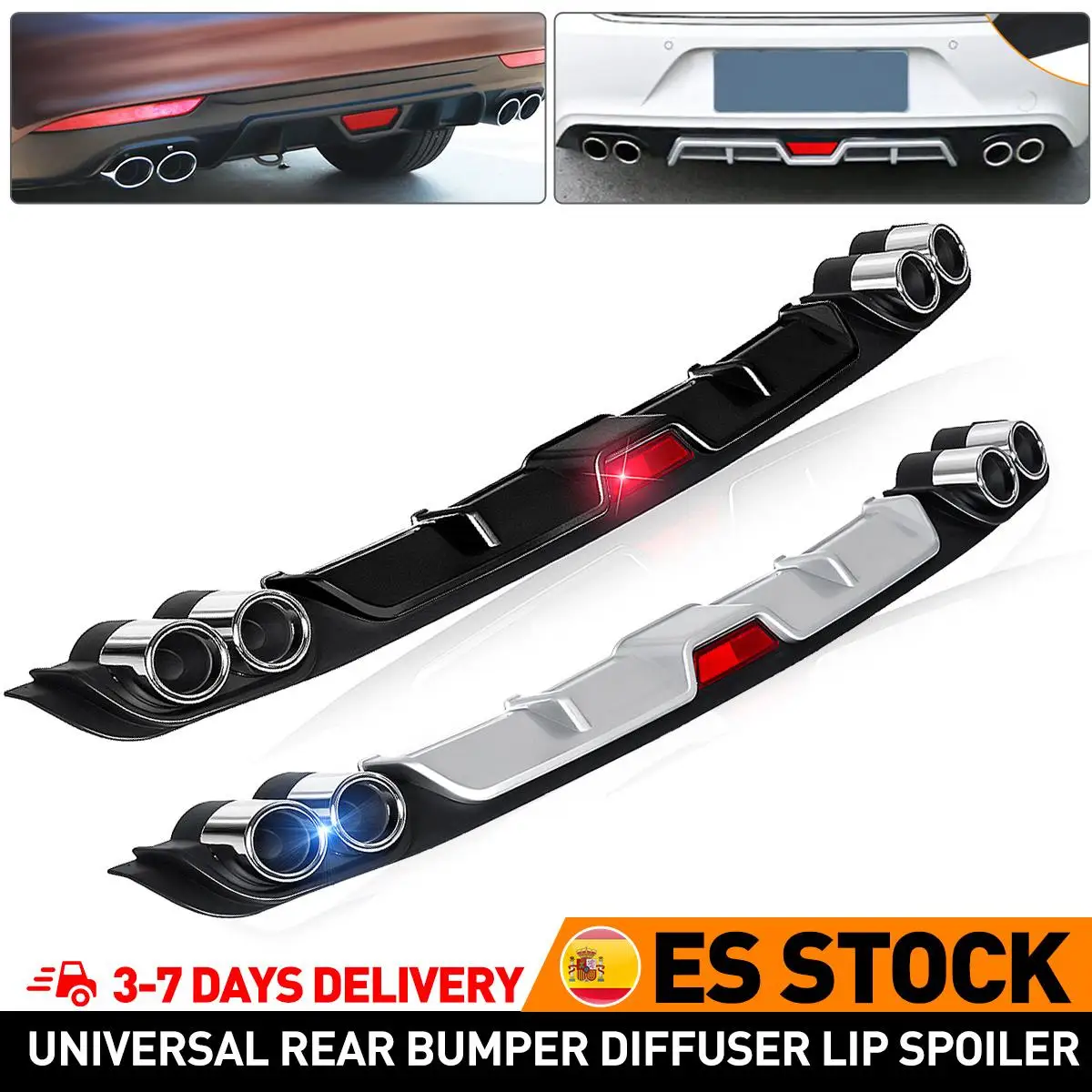 

Universal Car Rear Bumper Diffuser Lip Trunk Spoiler Rear Diffuser Protector Canard Direct Adhesive Type A/B High Quality