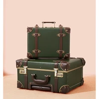 16 18 cabin luxury travel hand suitcase set pu leather scooter luggage sets rolling with wheels ladys retro cute trolley case