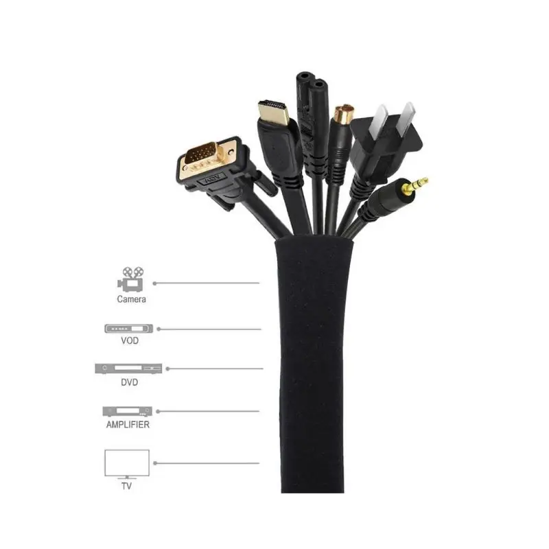 

Cable Organizer 19.5 inch Cable Management Sleeve with Zipper Wire Cover Wrap for TV Computer