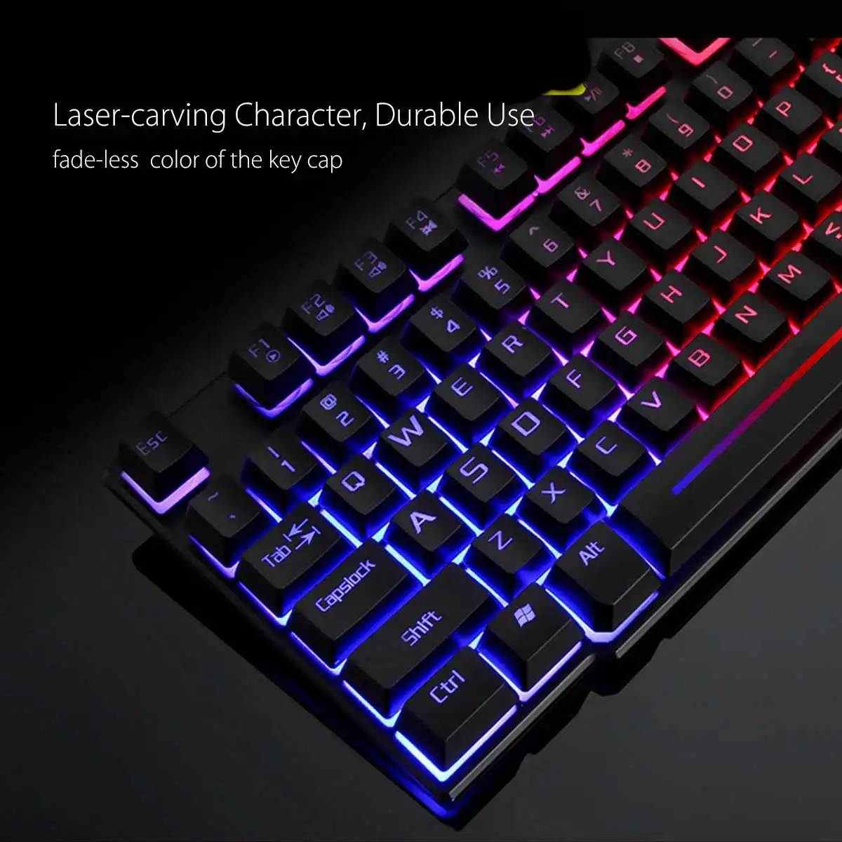 Радужная подсветка игровая клавиатура и мышь с подсветкой+ мышь 2400 dpi+ коврик для мыши Combo Gamer USB Эргономичный Комплект клавиатуры и мыши
