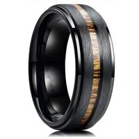 new stylish 8mm mens black tungsten carbide ring stainless steel jewelry surface brushed mahogany patch engagement ring
