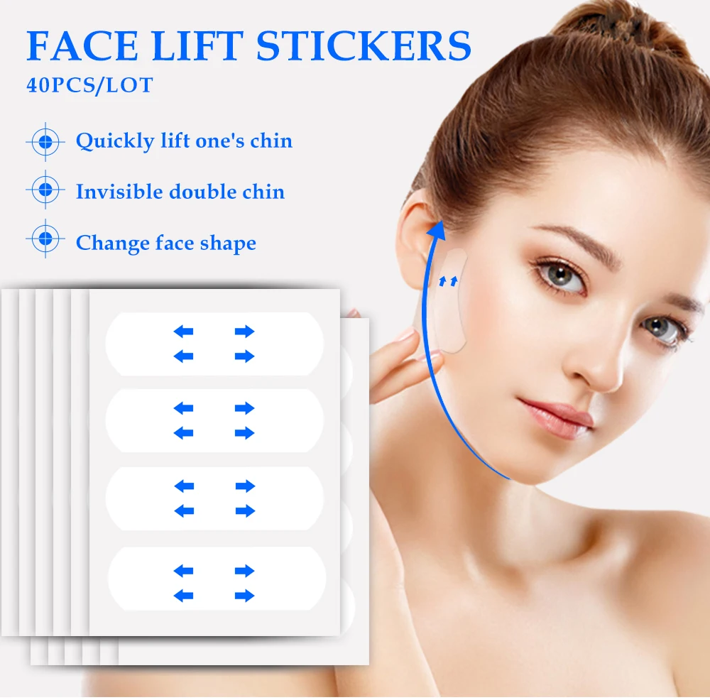 

Yoxier 40pcs Invisible Face Lift Sticker V-Shape Face Lifting Sticker Anti-Wrinkle Skin Tighten Patch Anti-Sagging Adhesive Tape