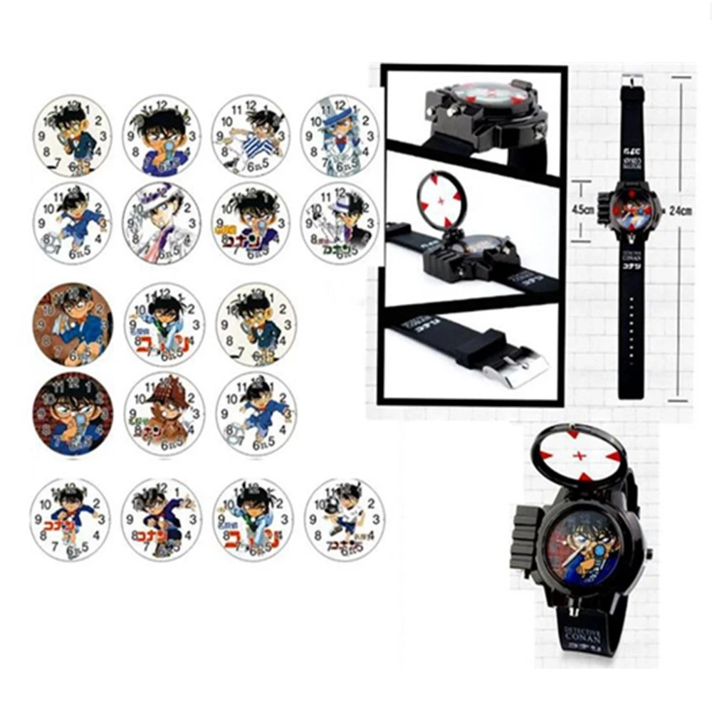 Популярные Аниме Косплей кварцевые часы Детектив Конан экшн-фигурка может запустить светодиодный фонарь бренд детектив детские подарки иг...