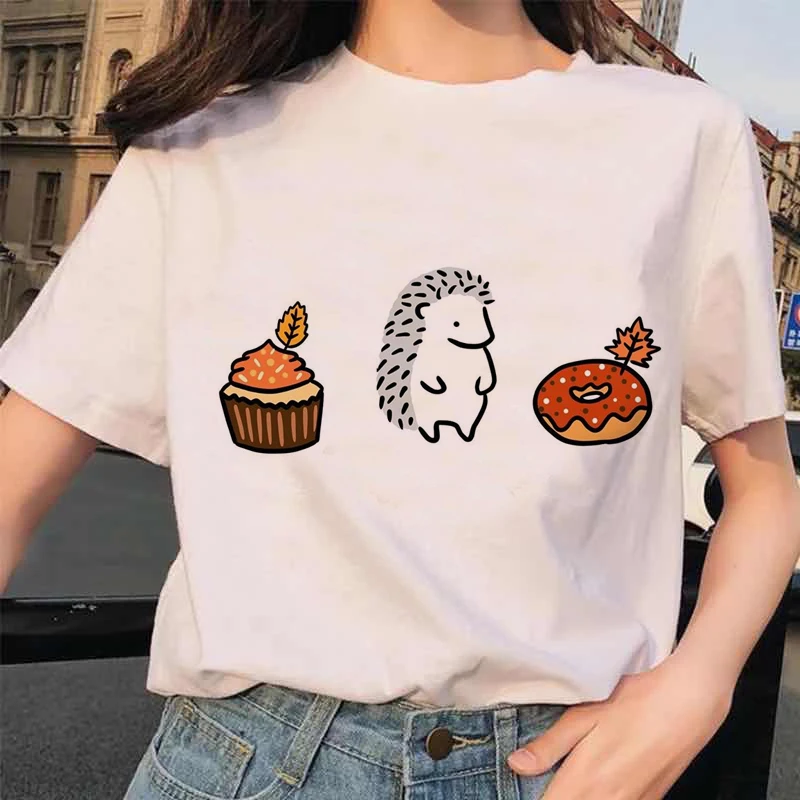 

Harajuku Kawaii Hedgehog Short Sleeve T Shirts Women Ullzang Funny Cartoon Tshirt Cute Shirt Fashion Grunge Top Tees Female