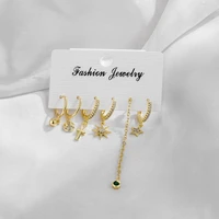 sipengjel fashion bead cross hoop earrings sets long tassel dangle earrings for women party jewelry 2021
