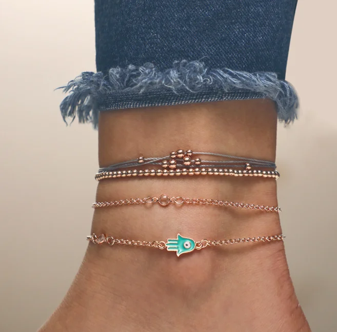 4 шт./компл. модные женские браслеты пальмовые бусины Хрустальная кожа веревка