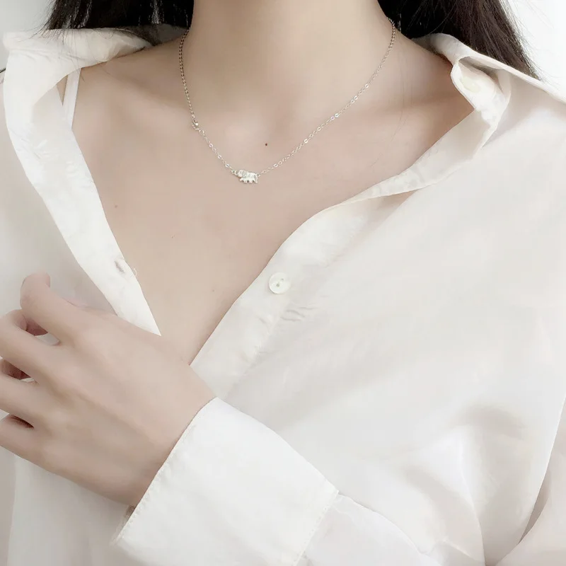 Модные медные ожерелья серебряного цвета для женщин ожерелье с милым слоном