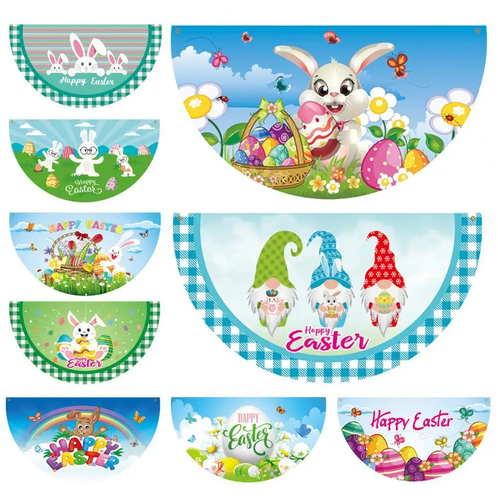 

Easter Elements Polyester Eye-catching Soft Flexible Semicircle Flag Bunting for Outdoor
