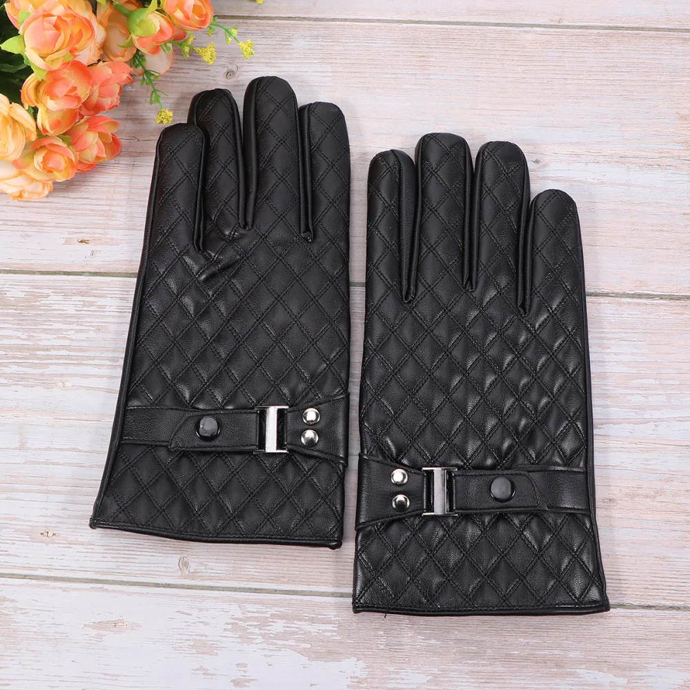 

Winter Leather Gym Workout Thicken Riding Touch Screen for Travel Outdoor (Black, Pattern D)