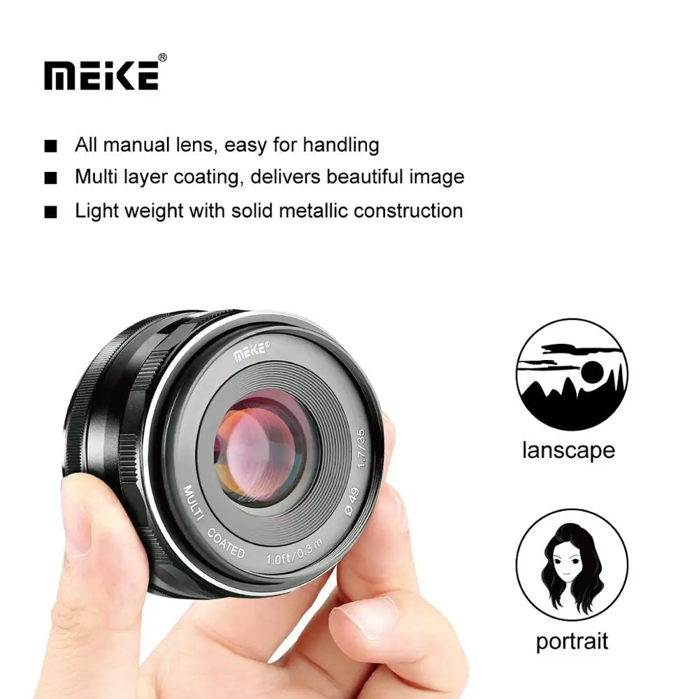 Meike 35 мм f1.7 ручной фокусирующий объектив с фиксированным фокусным расстоянием