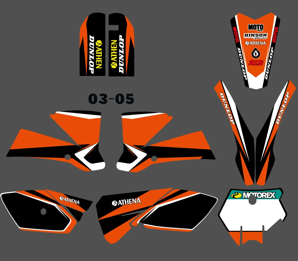 H2CNC 0261 команда графики и фоны наклейки Наборы наклеек подходит для KTM SX 85 2003 2004 2005 |