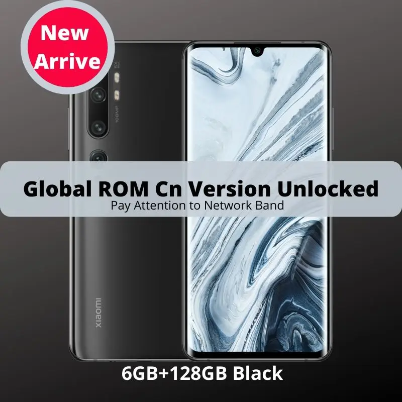 Глобальный R Xiaomi CC9 Pro / Note 10 6GB 128GB 108MP Penta Camera Smartphone 5260mah Mix Оптический зум с двойным изогнутым экраном - Цвет: Global ROM Black