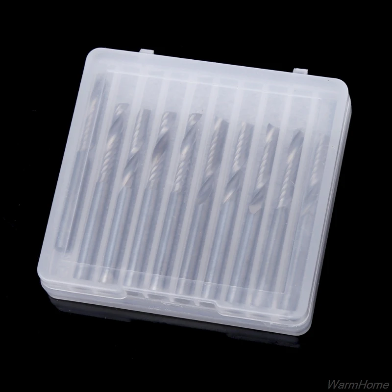 

10 Pcs 1/8" Single Flute Carbide Spiral Flat Nose End Mill Router Bits 17mm CEL J11 21 Dropshipping