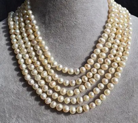 Unique Pearls jewellery Store 100 inches Long Pearl Necklace 6-7mm White Round Genuine Freshwater Pearl Necklace Fine Jewelry