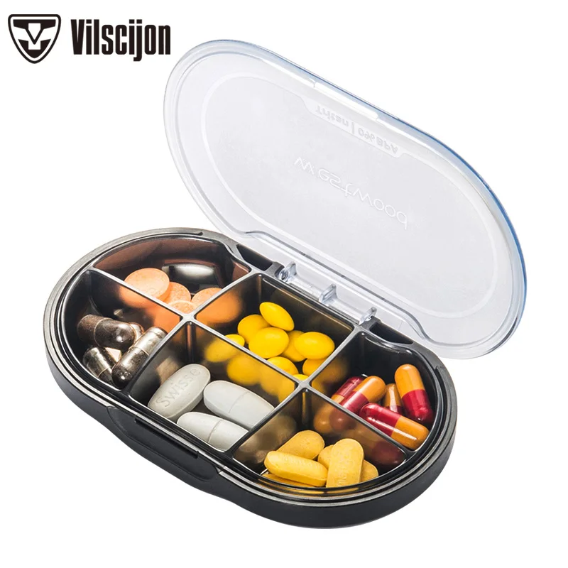 Маленькая коробка для таблеток переносная хранения лекарств 6 сеток мини большая