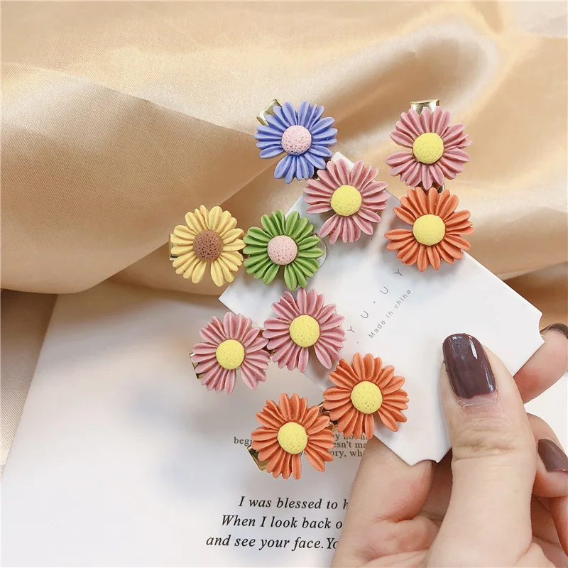 

Little Daisy Color Clip Headband Hairpin Candy Color Duck Beak Clip Top Clip Bangs Broken Hair Flowers Ponytail Clip