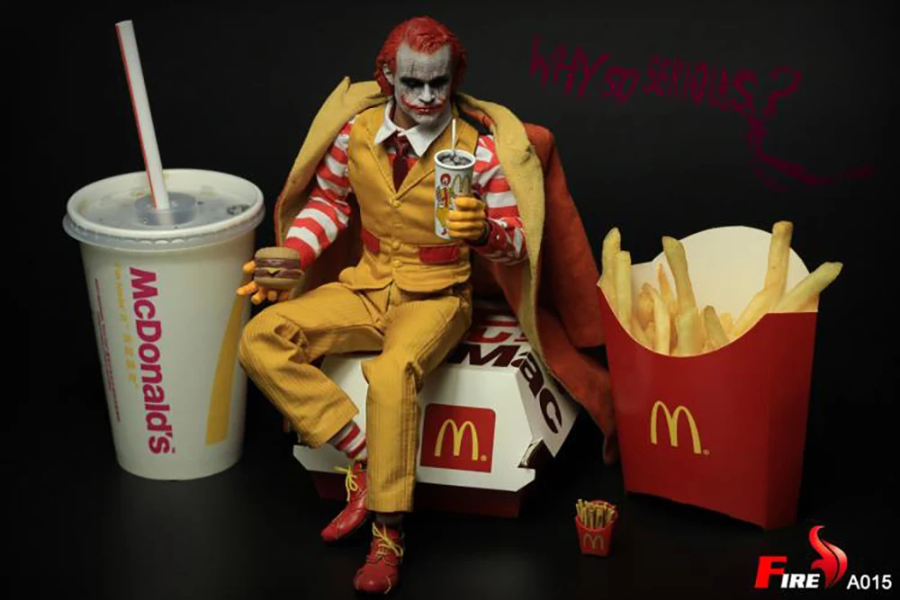 

Clown Action Figure 1/6th A015 Uncle Fast Food Burger Double Head Carving + Accessory Package Full Set Male Doll For Collection