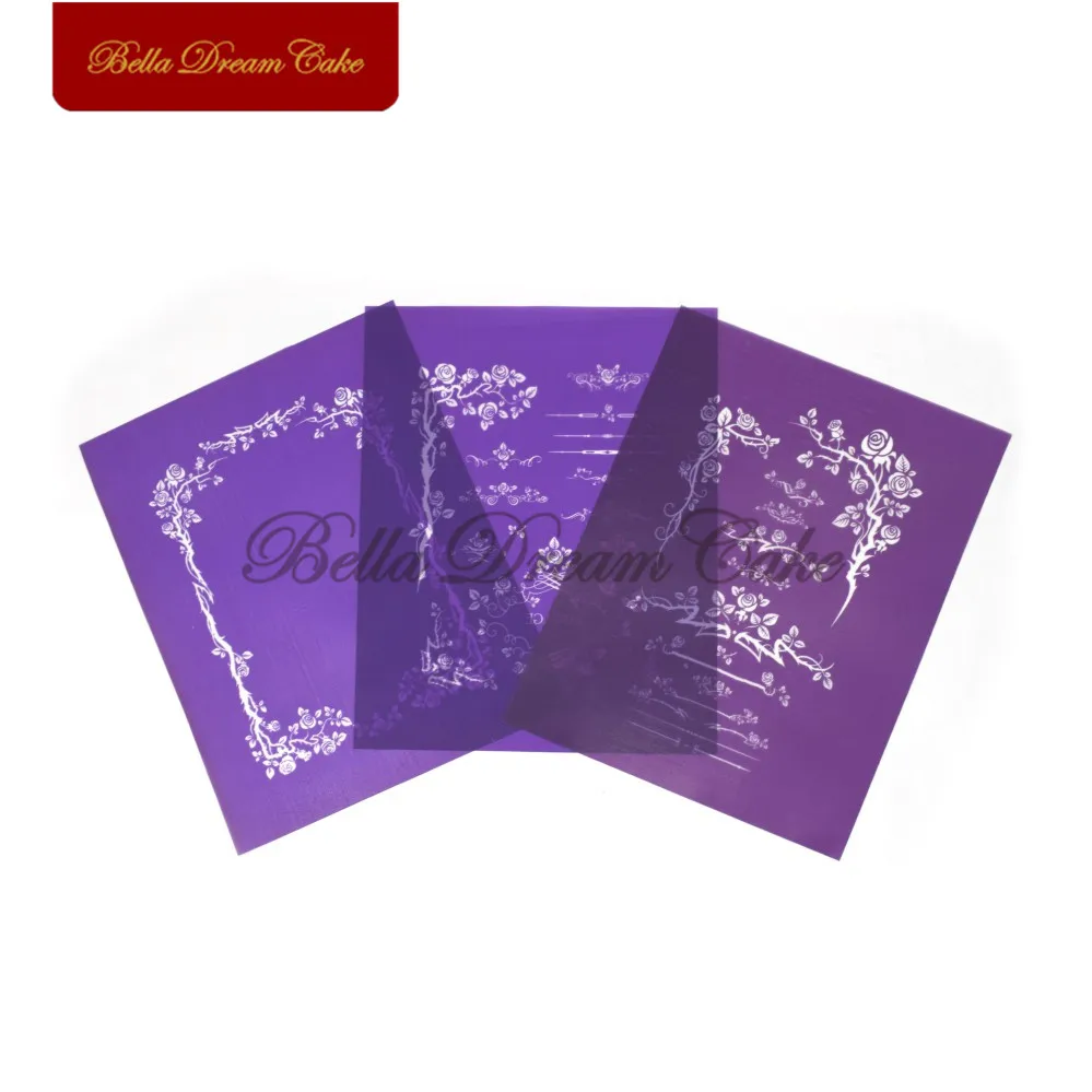 Цветочный дизайн рамки сетчатый трафарет ткань трафареты для торта помадка