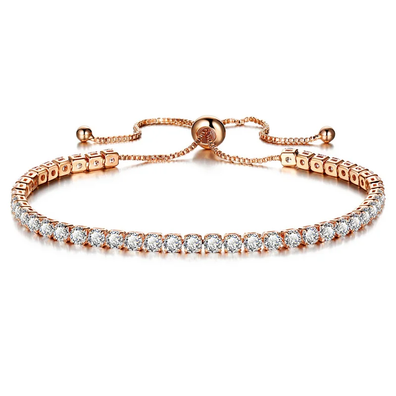 

Women Silver Color Rose Gold Bracelet for Female Colorful Crystal Zircon Birthstone Bracelets Women Bridal Wedding Jewelry Gift