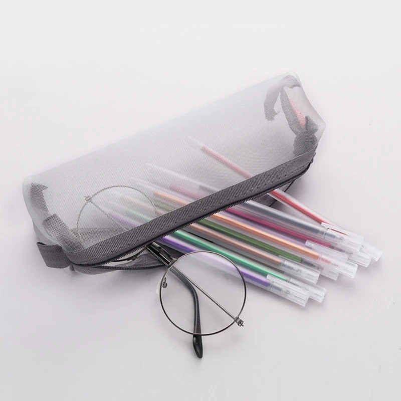 

Premium Large Clear Pencil Case Zippred Mesh Pencil Pocket Large Pen Storage Bag