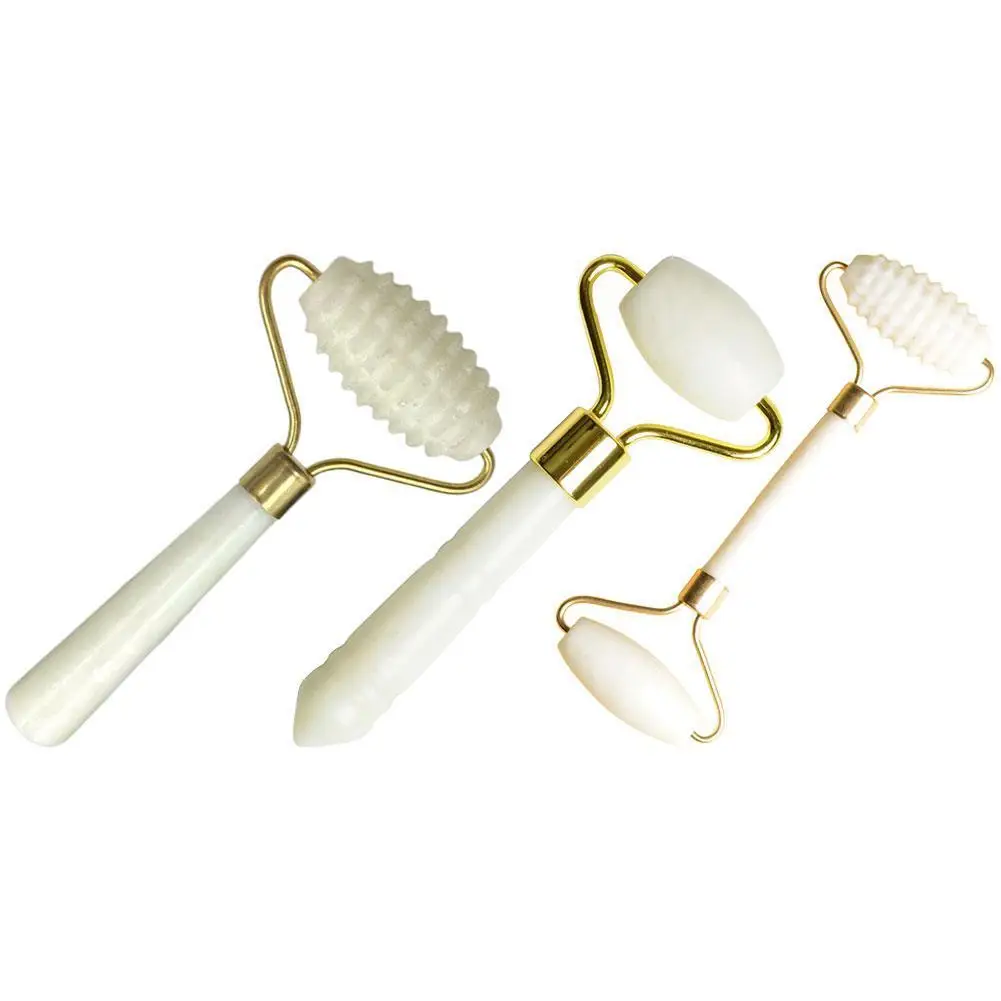 Jade Massager/Jade Beauty Device Face White Jade Roller Massager Slimming Chin Lift Up Natural Stone Skin Care Tool