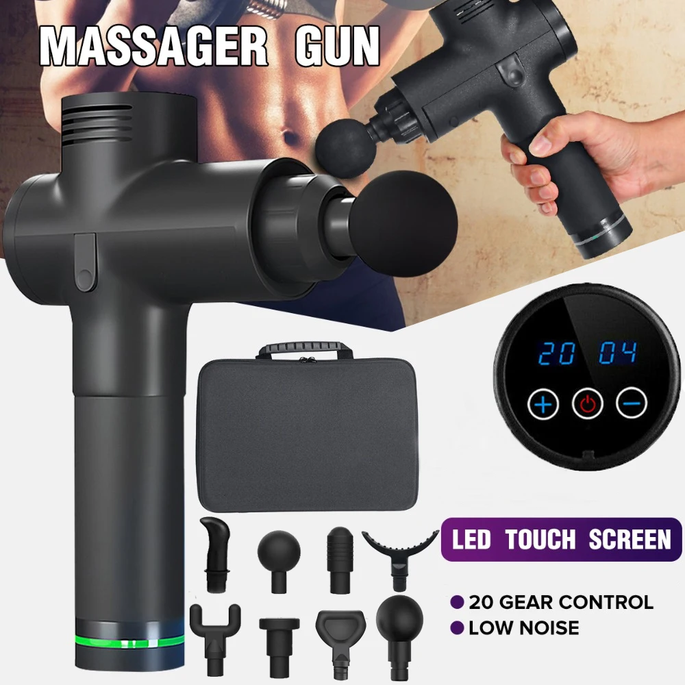 

LCD Display Massage Gun Deep Muscle Massager Muscle Pain Body Neck Massage Exercising Relaxation Slimming Shaping Pain Relief