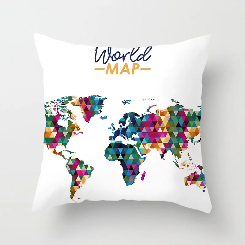 Fuwatacchi Oil Painting Cushion Cover World Map Soft Throw Pillow Decorative Sofa Case Pillowcase | Дом и сад