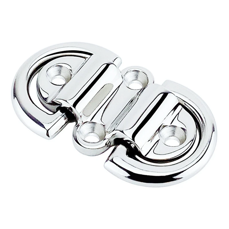 

Stainless Steel Double D Ring Deck Folding Pad Eye Lashing Tie Down Cleat Yacht Motorboat Truck Polish Boat Marine Grade