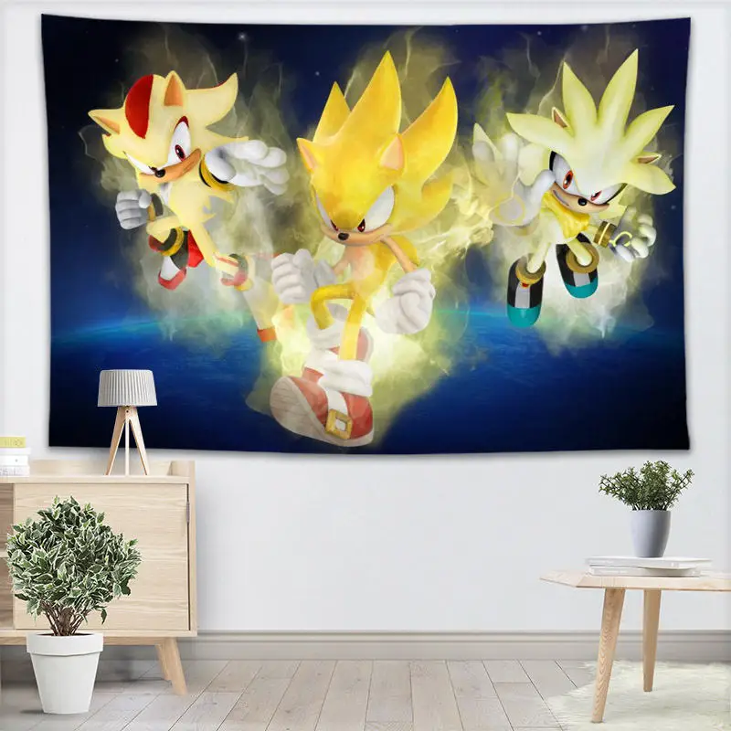 Sonic The Hedgehog гобелен настенный Декор для домашней вечеринки на день рождения украшения тканевые гобелены палатка туристический спальный коврик - Цвет: 17