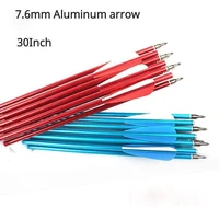 30 inches aluminum arrow 7 6mm spine 500 aluminum arrow red and blue color for recurvecompound bows archery hunting