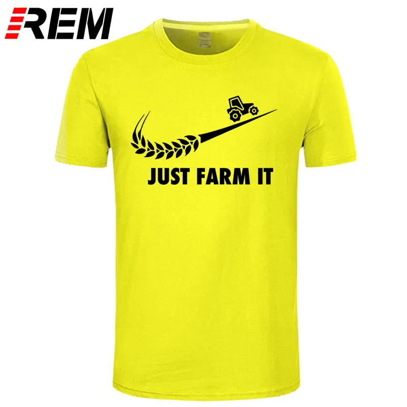 yellow black Модная футболка Just Farm It, мужские хлопковые фермерские футболки с круглым вырезом и короткими рукавами, Мужская футболка для сельского хозяйства, топы - Цвет: yellow black