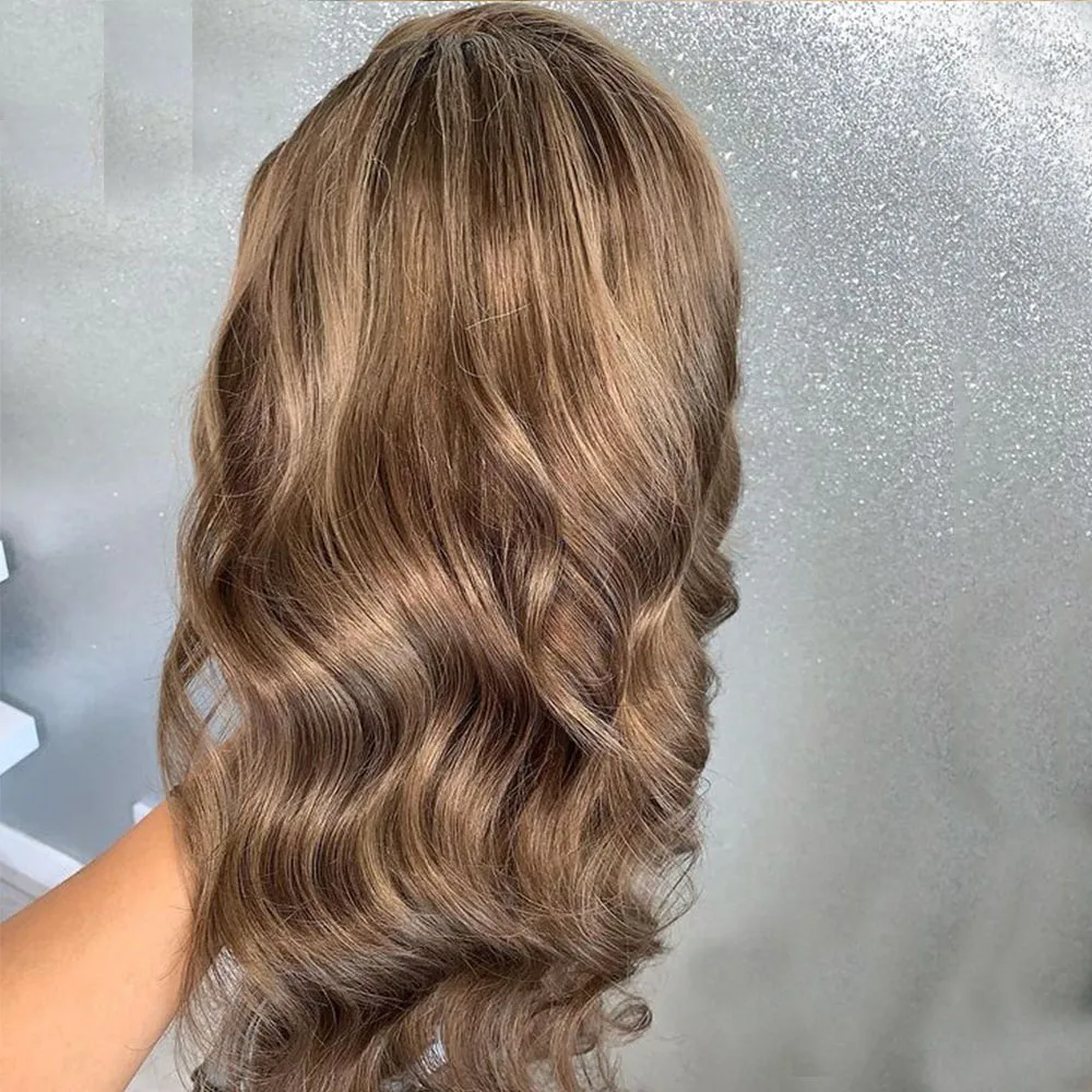 

Ombre Reddish Brown Wavy Silk Base Full Lace Human Hair 13x6 Transparent Lace Front Wigs With Baby Hair Remy 360 Frontal 180% U