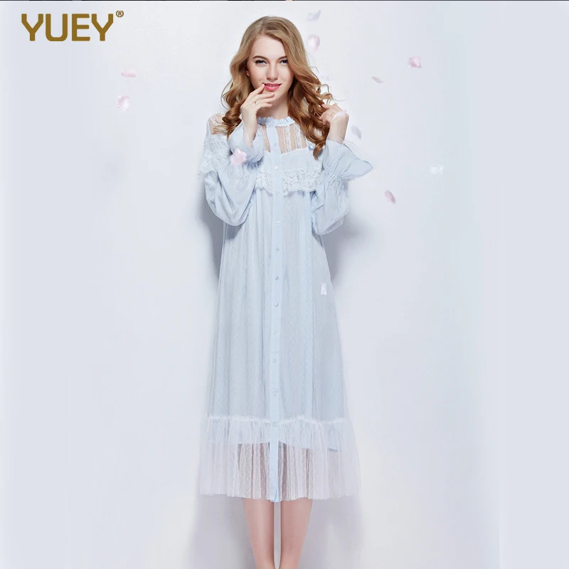 Женская красивая элегантная винтажная ночная рубашка длинная для сна хлопковая