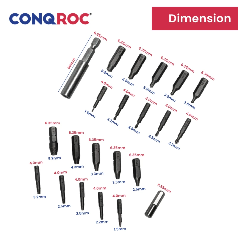 Набор для извлечения поврежденных винтов комплект из 22 предметов экстрактор