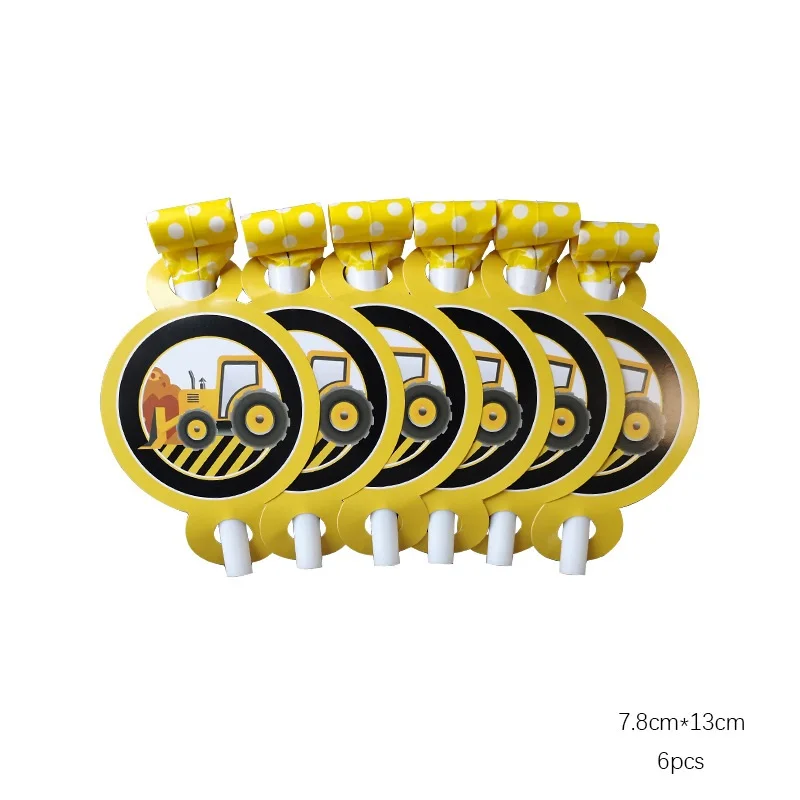 6pcs toys 6pcs Construction Theme Birthday Party Disposable Party Tableware for boys Birthday Decoration Cartoon Car Party Balloons Plates - Цвет: 6pcs toys