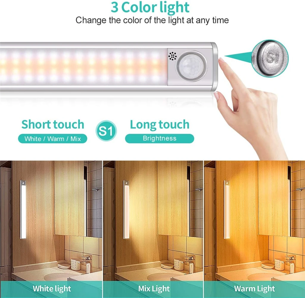 160 led motion sensor closet light usb rechargeable under cabinet lights wireless night lamp for kitchen wardrobe cupboard light free global shipping