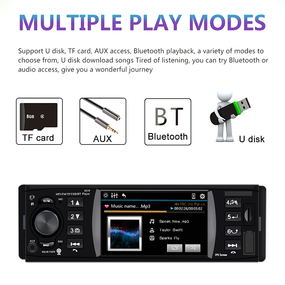 car radio audio video mp5 player stereo cartronics 1 din 4 1 screen bt parts remote control ambient light auto accessories 12v free global shipping