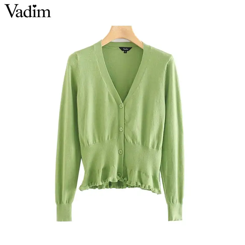 Женское элегантное платье vadim с оборками вязаный кардиган длинным рукавом и