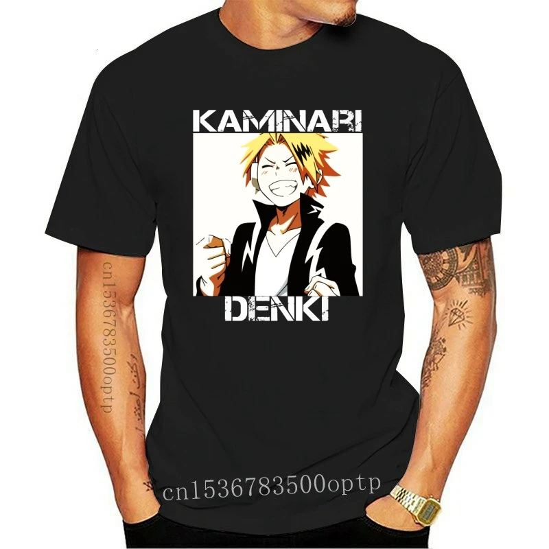 

Новая мужская Модная хлопковая футболка Kaminari Denki с коротким рукавом и круглым вырезом