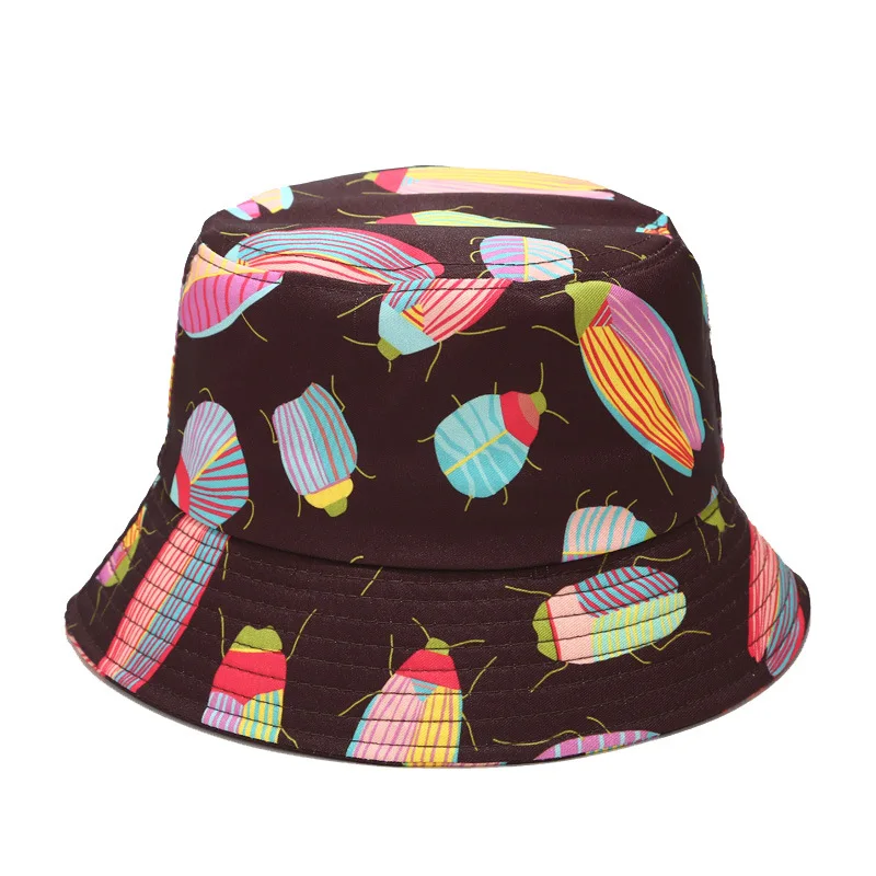 Летняя Рыбацкая шляпа двустороннее ведро с принтом божьих коровок женская