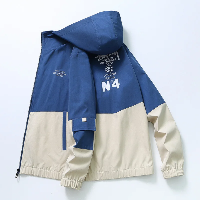 

2020 New Autumn Jacket Hong Kong Style Trend Loose Casual Men's Hooded Jacket Fashion Color Matching Tooling Jacket Top471180